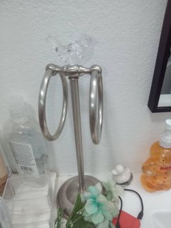 Brushed Nickel Countertop Towel Ring Stand