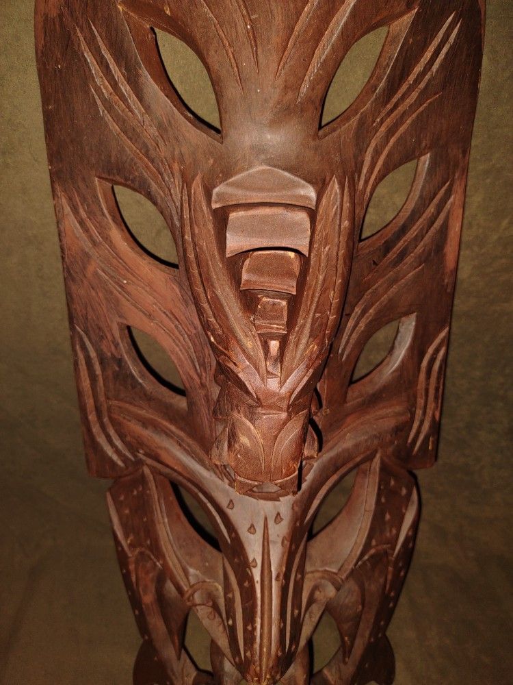 Rare! Vintage Hand Carved Wooden Philippines Ifugao Tribal Dragon Mask 20x9x5"