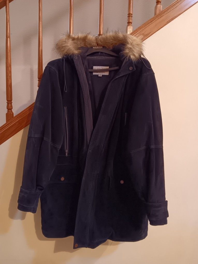 Women's Black Suede Leather Coat from Wilson's Leather