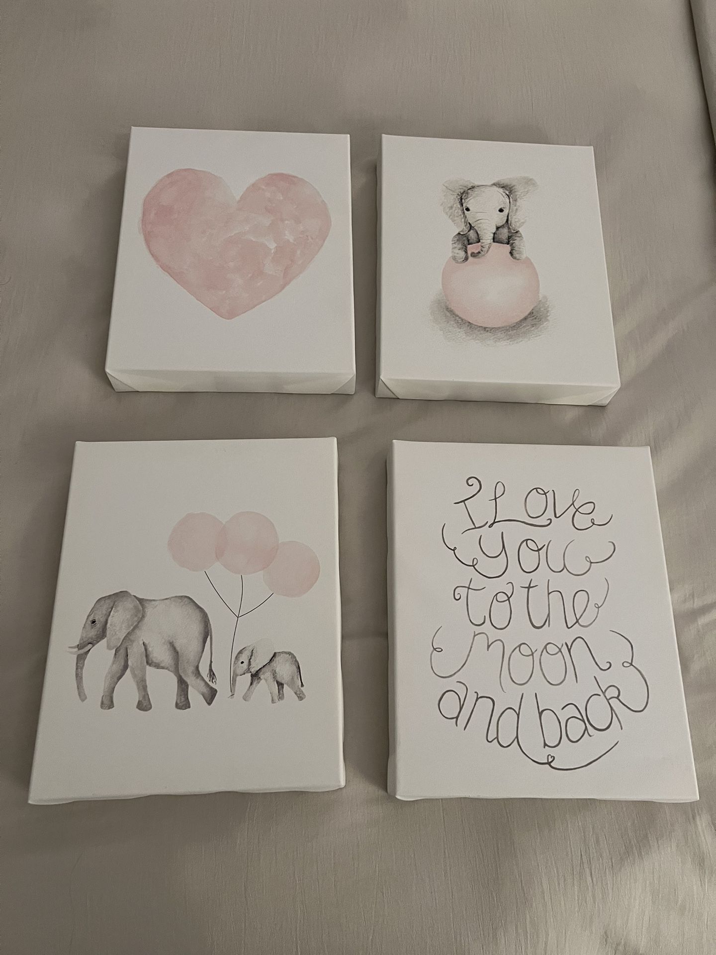 Nursery Wall Art - Baby Elephant - Set of Four 