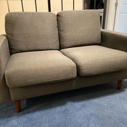Gray Mid Century Modern Loveseat Couch