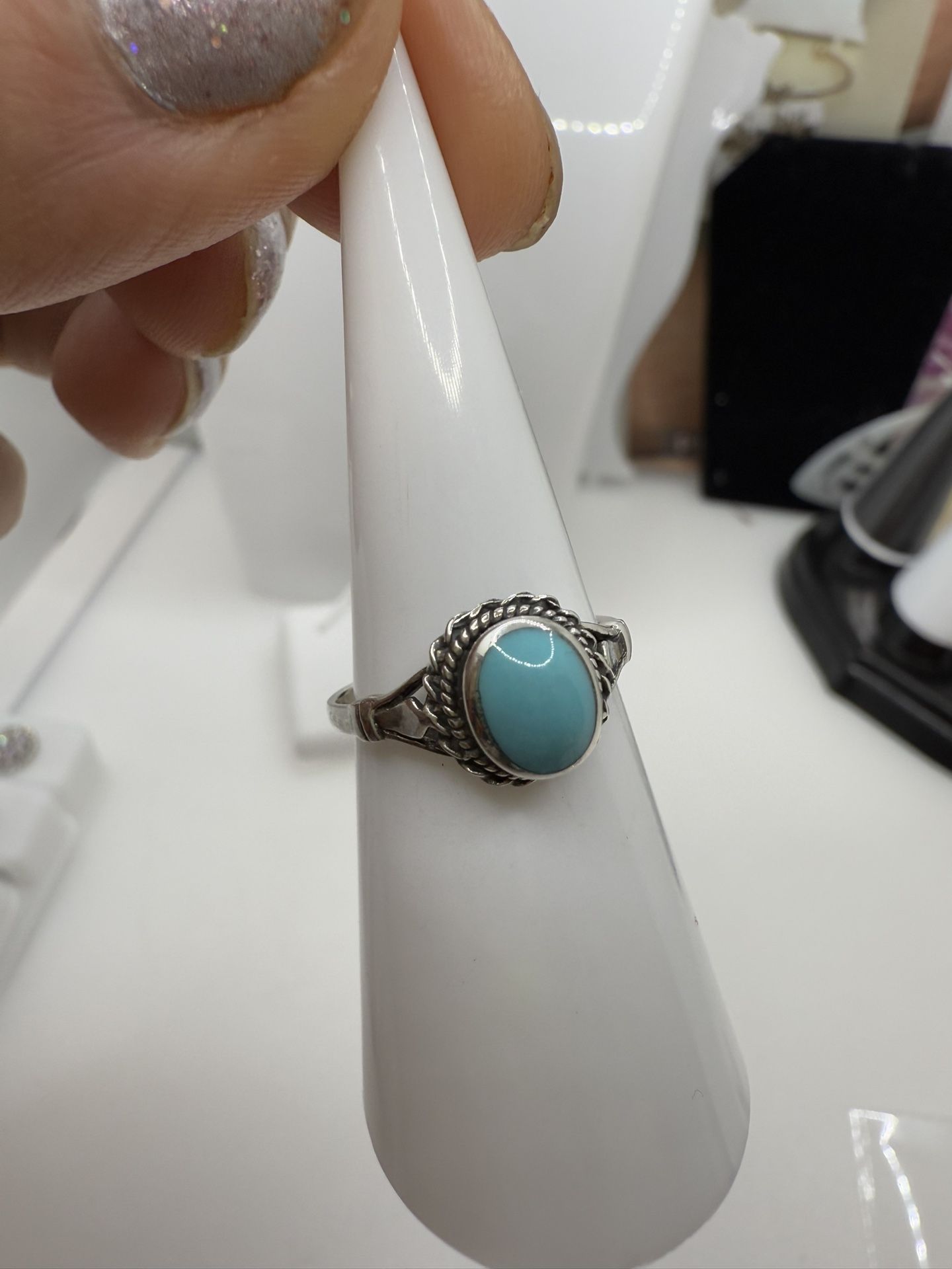 925 Sterling Silver Ring Turquoise Size # 6