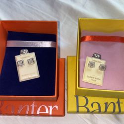 Banter Diamond Stud Earrings (2 Pairs) – 1/10 CTW – 14K Gold Over Sterling Silver – New in Box