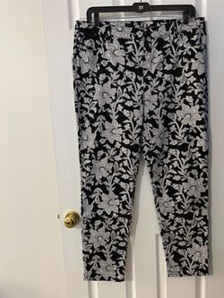 Black Pants with Floral Design