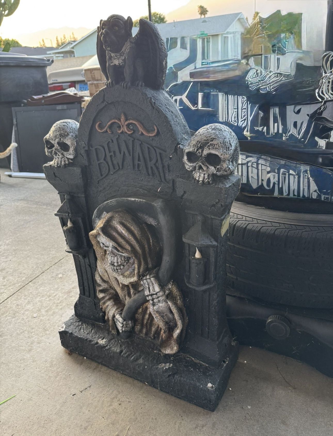 Halloween Statues Tall 34” Wide 21” Heavy
