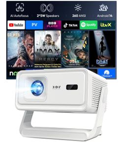 Proyector con WiFi y Bluetooth compatible con proyector inteligente portátil 4K 1080P, XGODY Gimbal