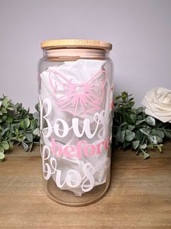 Bows before bros glass cup