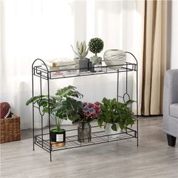 Metal Construction, Rust Resistant Paint, Practical Storage/Plant Shelving Unit, 85cm/33.5’’ W x 34cm/13.4’’ D x 81cm/31.9"