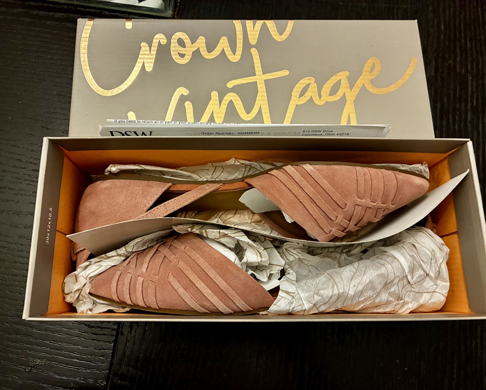 Women’s Crown Vintage “Roalia ” Pink Suede Pointed Flats - Size 9