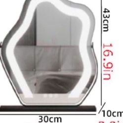 Vertical Vanity Mirror,Anti-Fog Large Circle Makeup Mirror, 3-Color Dimmable LED Light,Cloud Shaped Makeup Mirror with LED Light(Color:White