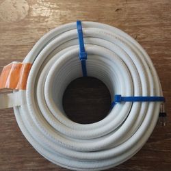 Coaxial Cable 80ft RG6 White coaxial cable Uncut Fittings On Each End NEW