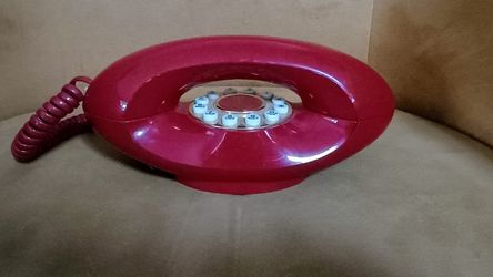 Vintage 70's Retro Space Age Genie Red Gold Push Button Phone. See our other great vintage art antiques jewelry sports toys furniture Collectibles now