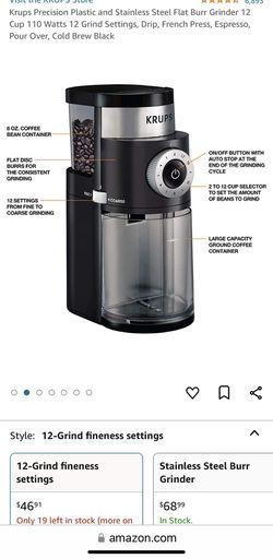 Krups Precision Plastic and Stainless Steel Flat Burr Grinder for Sale in  New York, NY - OfferUp