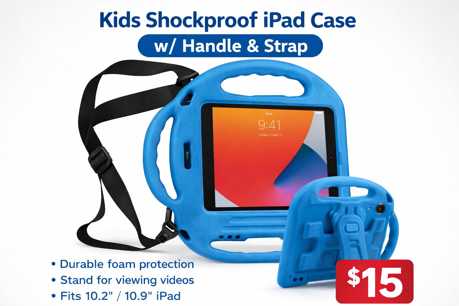 iPad case with strap for holding