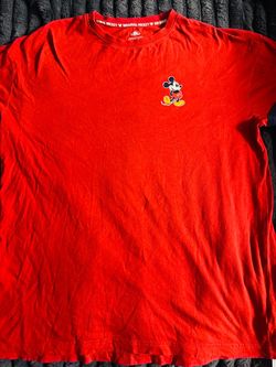 Red Mickey Mouse Authentic Red Long Sleeve Cotton Jersey Shirt Womens Size XL New