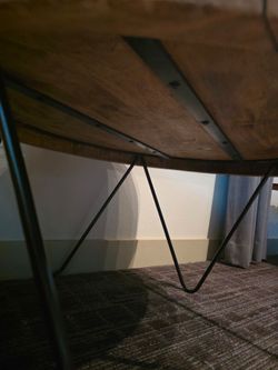 Wood Top Table with Metal Hairpin Legs