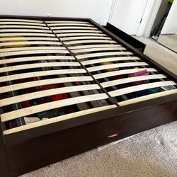 Queen Bed Frame With Slats And Storage