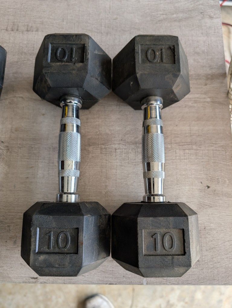 Pair 10# Rubber Hex Dumbbells