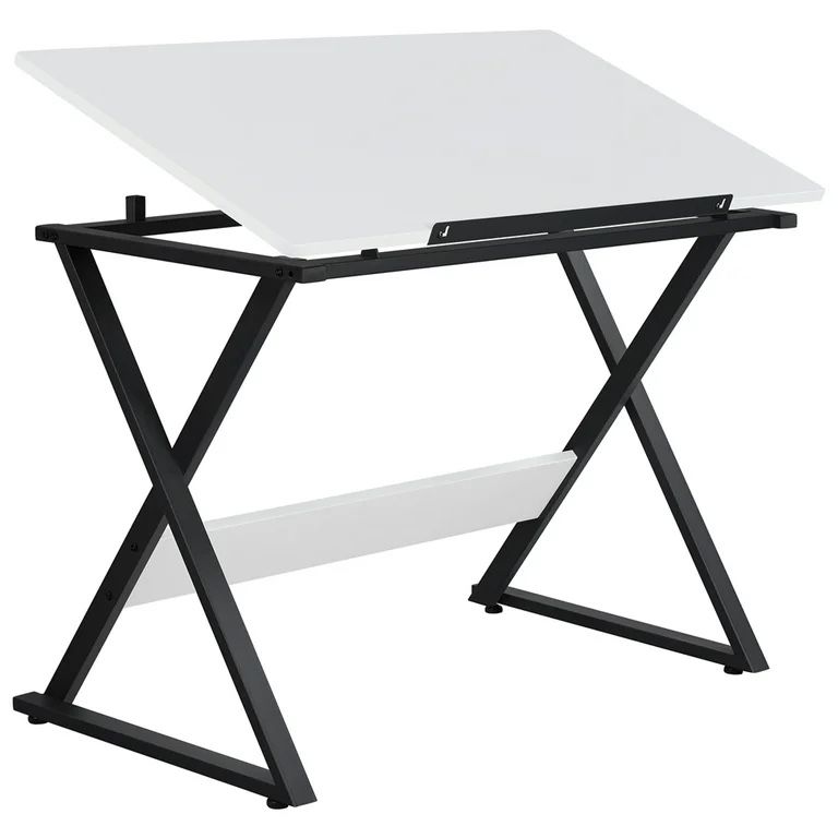 Design Drawing Board with Adjustable Split Top Tabletop, White/Black