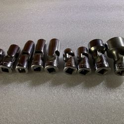 Vintage PROTO USA 3/8” Drive Swivel Socket Bundle (9 Pieces)