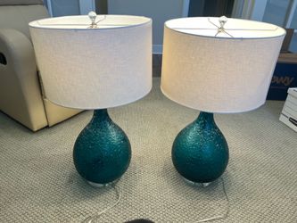 Uttermost Tall Blue Glass Lamps