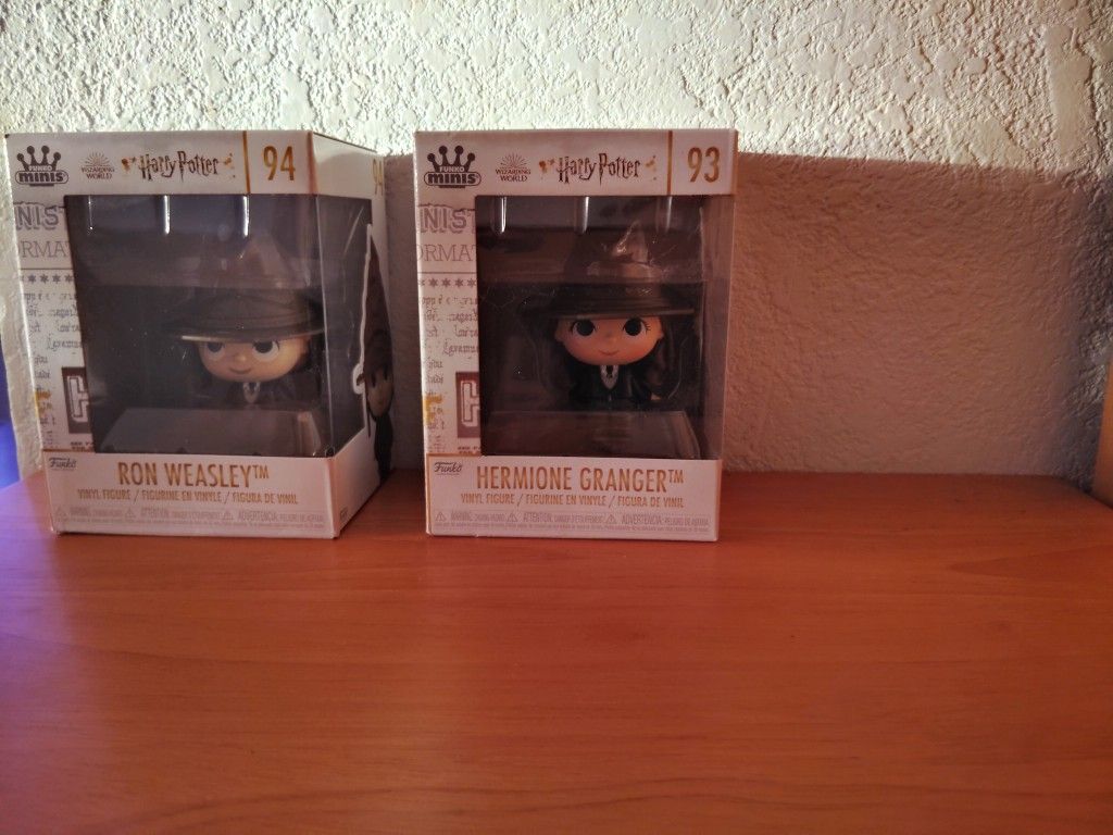 Harry Potter Figures 10.00  each  Green Bay lunch Container 15.00 New   Small Light Wood Lamp Table 