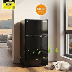 3.1 Cu.Ft Mini Fridge with Freezer, Double Door Small Refrigerator, Adjustable Thermostat, Energy Star Certified Low Noise Mini Refrigerator