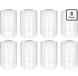 Pack Clear Glass Lamp Shade,Glass Shade Covers Replacements for Light Fixtures,Cylinder Globe Glass Shades Covers for Pendant Lights Chandeliers Wall