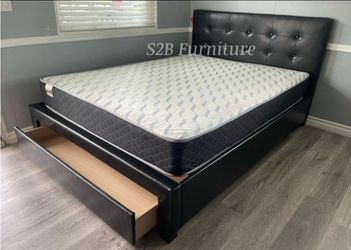 Full Black Euro platform Bed With Ortho Mattress Included