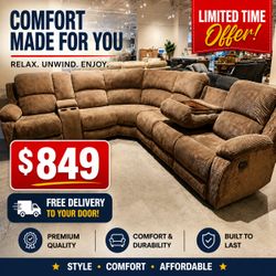 Modern living room reclining sectional sofa