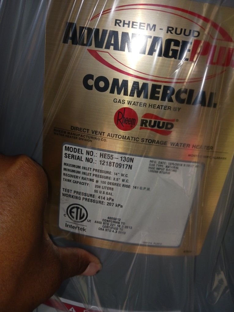 Brand New Commercial Water Heater HE55-130N for Sale in Douglasville, GA -  OfferUp