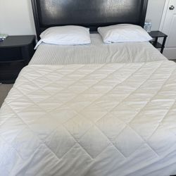 Queen Bed Frame With Leather Headboard 