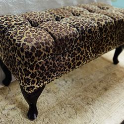 *NEW* Leopard Tufted Bench with Interior Storage