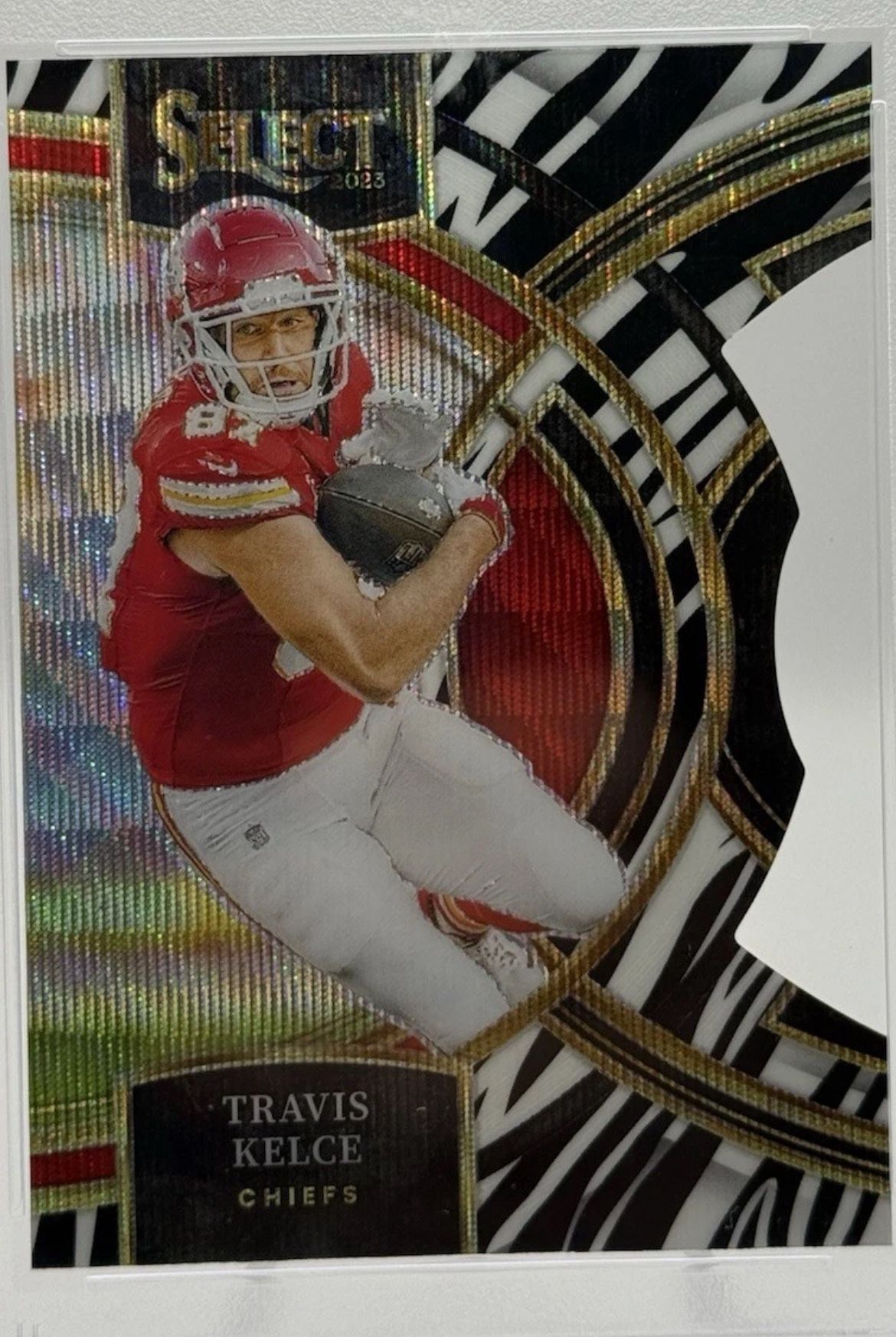 Travis Kelce 2023 Panini Select Zebra Premier Prizm Die Cut SSP Case Hit Chiefs
