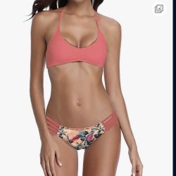 SHEKINI Women's Strappy Halter Bikini Low Waist Two Piece Swimsuits Ruched Bathing Sets