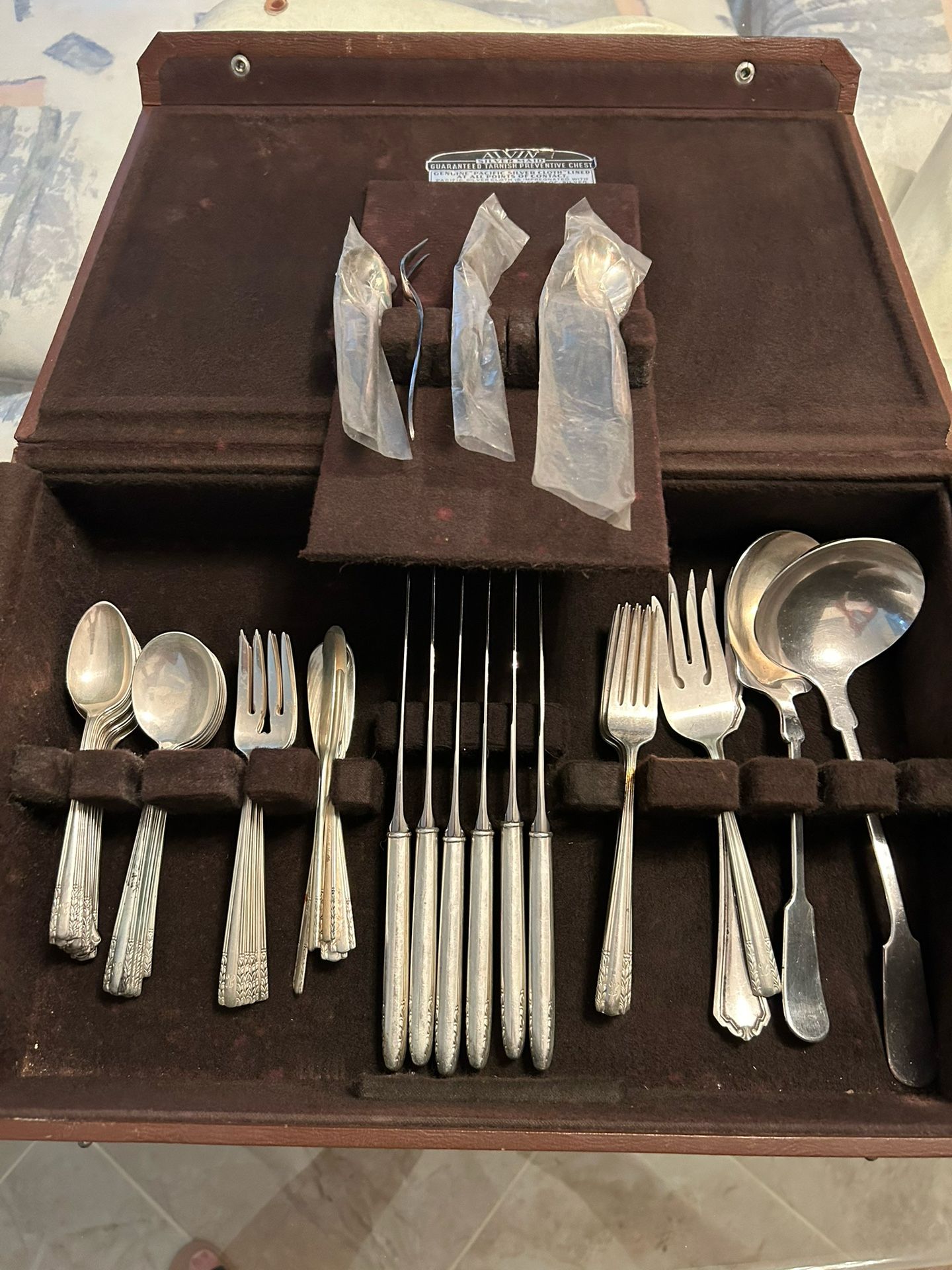 Silver plated Utensil Set In Case-$50.00