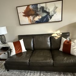 Leather Sofa With Pillows 