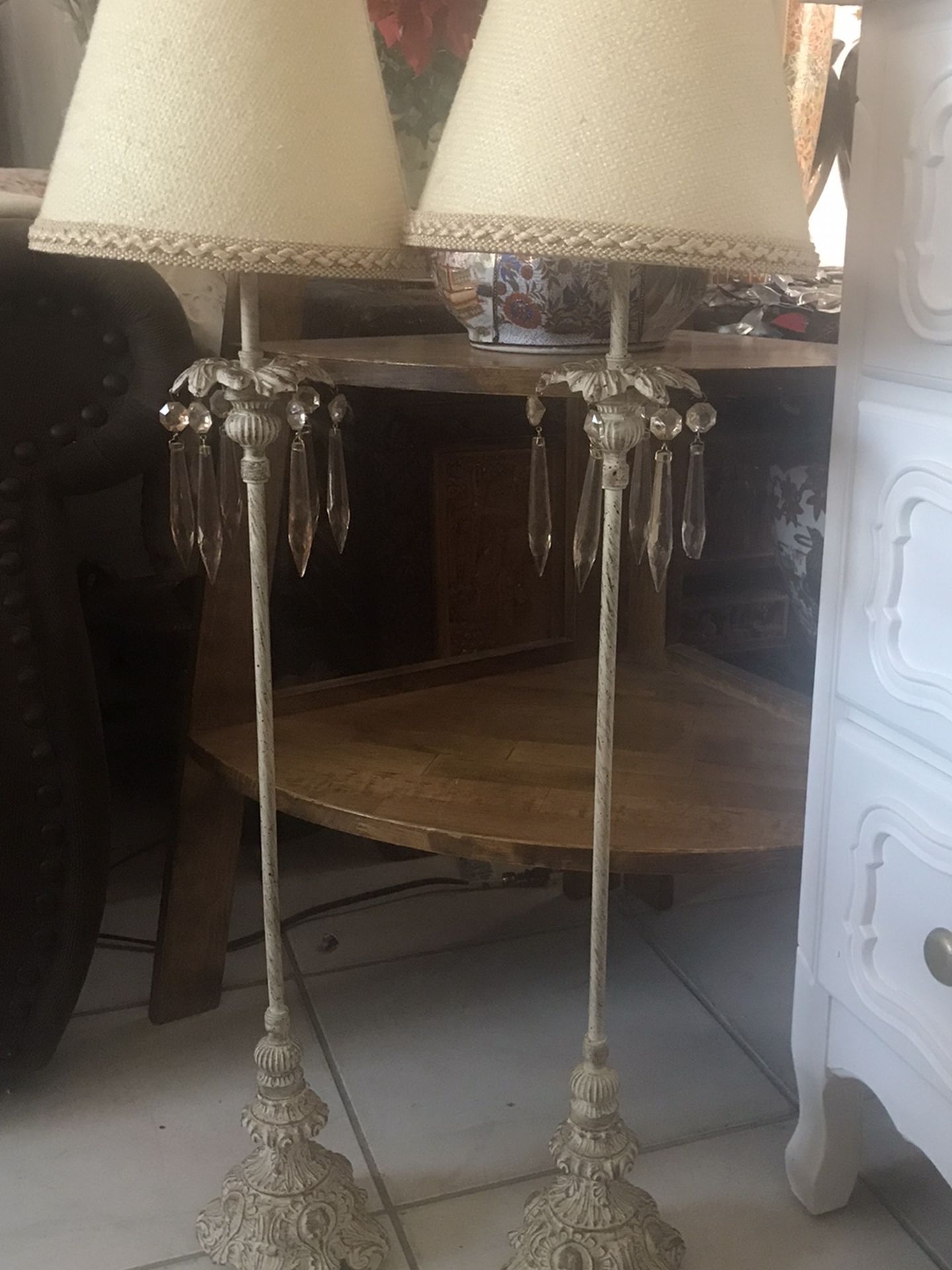 Two Antique Brass Lamps