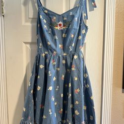 Disney Belle Rose AOP Denim Dress Size SM