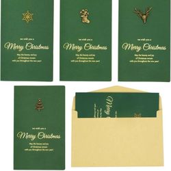 24 Pieces Kraft Christmas Cards with Retro Senior Designs