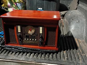 Vintage-Style Wooden Music Center Bluetooth CD Recorder with turn table