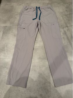 FIGS Technical Collection Scrub Pants Men’s Large Gray Straight Leg Medical Uniform with 7 Pockets