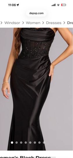 Windsor Black Satin Silk Dress