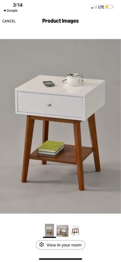 White mid century modern nightstand