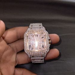 Moissanite Watch Kartier Style 2tone