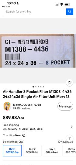 Filters  24 × 24 × 36 - 8 POCKET $40