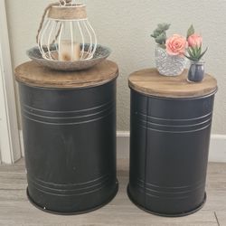 Metal Storage Containers, Wooden Lid