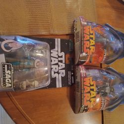 Three Vintage Early 2000s Hasbro Star Wars Action Figures