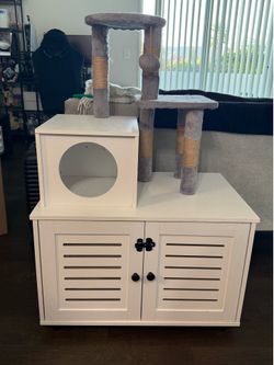 Cat Tree with Litter Box Enclosure