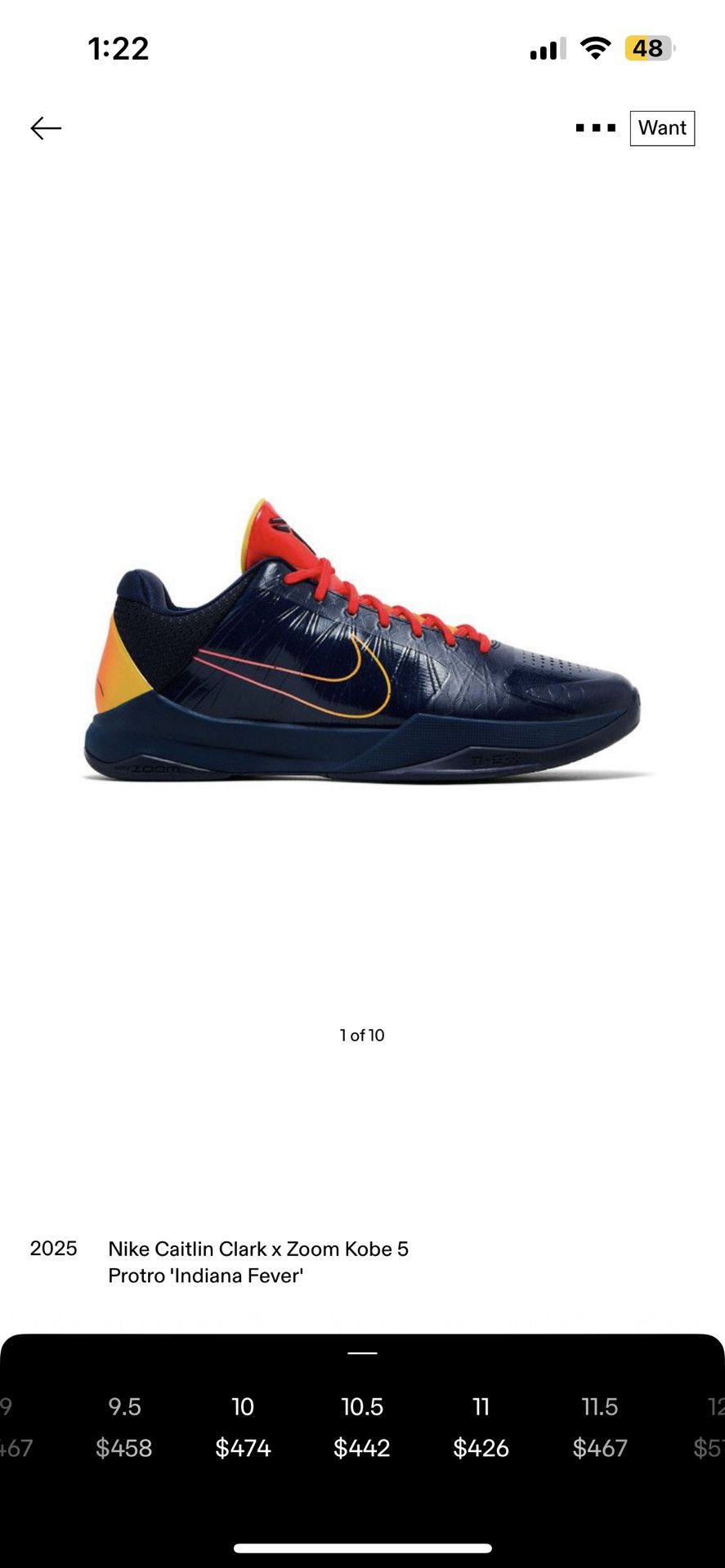 caytlin clark kobe’s dead stock 10.5 or trade
